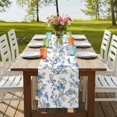 thumbnail image 4 of Blue Floral Birds Table Runner 120 Inches Long, Farmhouse Flowers Pastoral Cotton Linen Table Runners Dresser Scarves, Decorative Fabric Tabletop Scarf Furniture Cover for Home Dinner Party 13"x120", 4 of 9