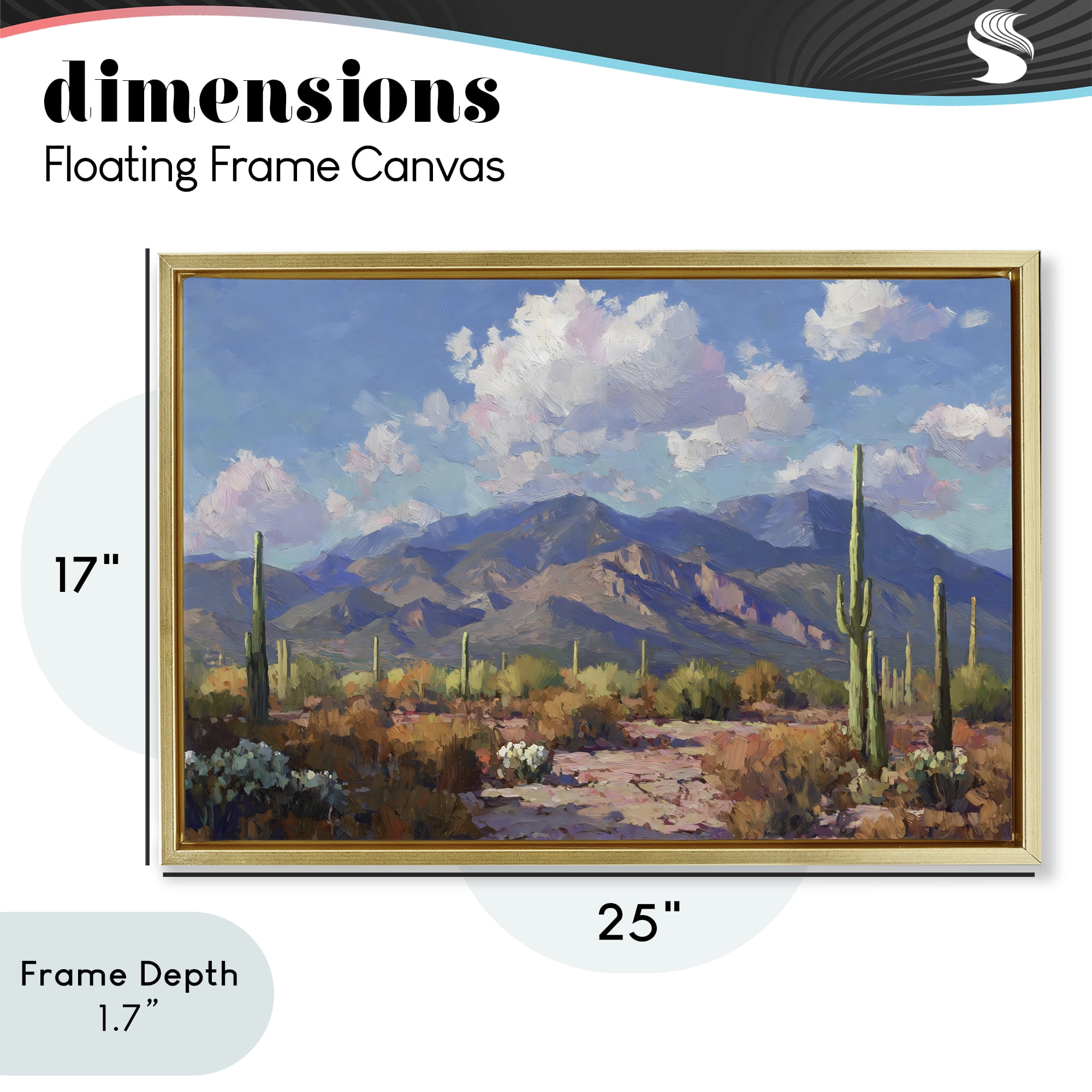 Stupell Industries Desert Mountains at Sunset Glow Gold Framed Floater Canvas Wall Art, design by Gina Kelly
