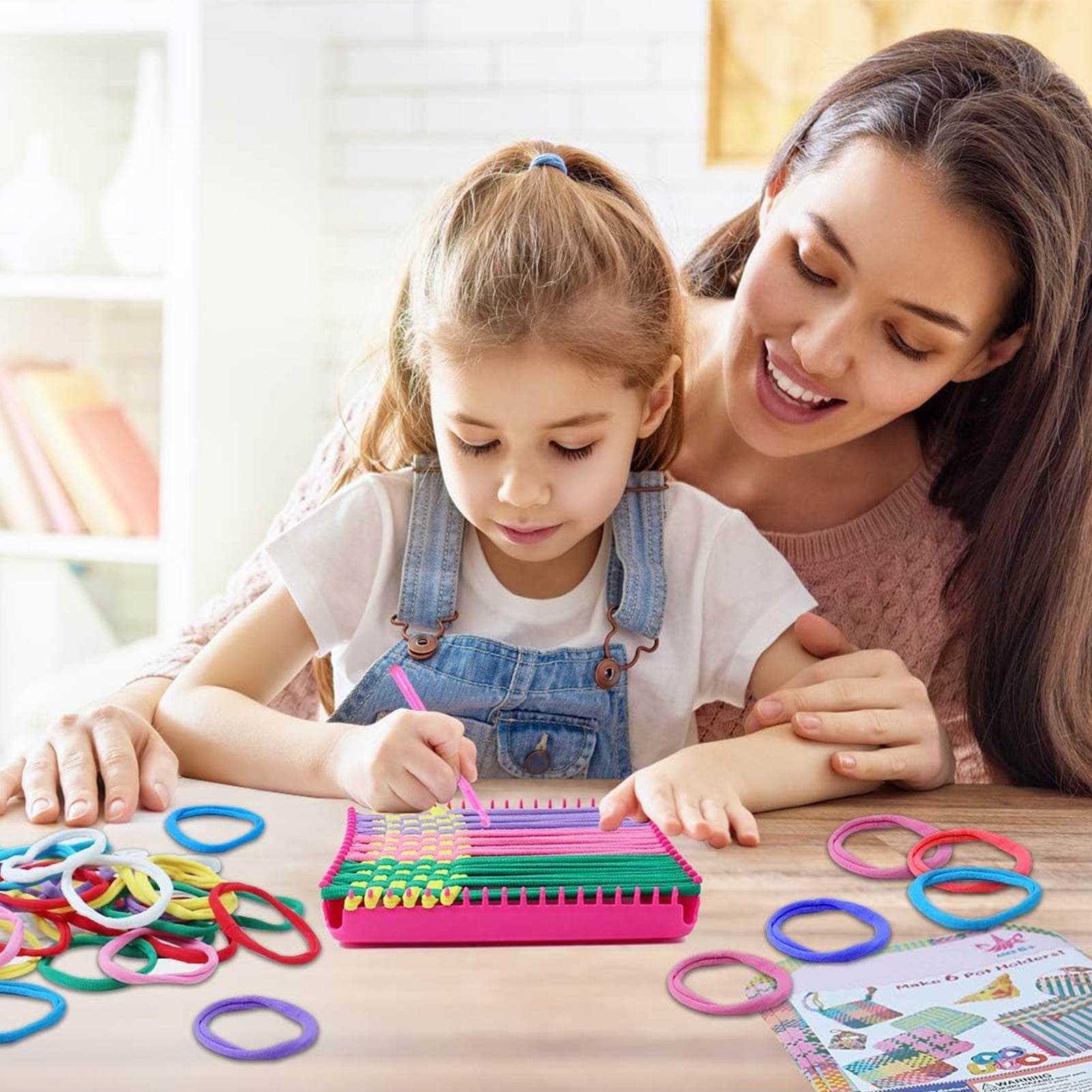 Weaving Loom Kit Toys, DIY Arts and Crafts for Kids and Adults, Ideal Gifts for Girls Ages 5 6 7 8-12 13, Easy Potholder Loom Knitting Activity for Beginners, 96 Loops