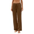 thumbnail image 5 of Wutalume Women's Casual Lightweight Linen Pants - with Drawstring Waist and Pockets, Loose Trousers for Summer, Beach, Travel, Breathable Airy Fabric, Perfect Summer Pants for Women,Brown 2XL, 5 of 7