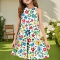 thumbnail image 2 of Abcomgle Girls Summer Dress Kids Casual Halter Neck Sleeveless Midi Dress Floral Print A-line Sundresses Beach Swing Dresses 13-14 Years,Sky Blue, 2 of 7