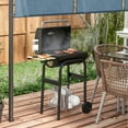 thumbnail image 2 of Outsunny Barbecue au Charbon, BBQ avec Thermomètre, Tablettes et Roues, 2 of 10