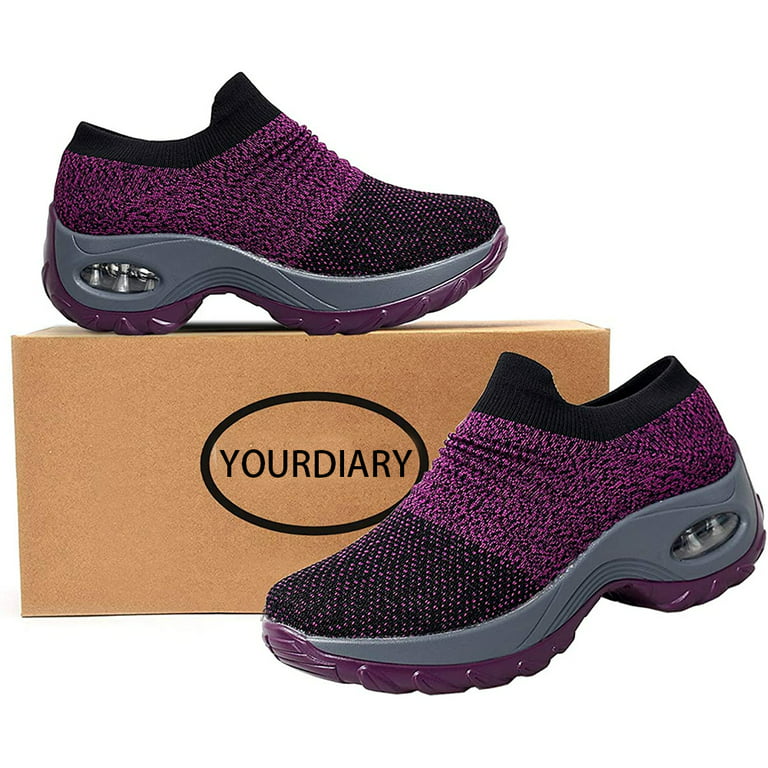 Women's Walking Shoes Sock Sneakers - Mesh Slip On Air Cushion Lady Girls  Modern Jazz Dance Easy Shoes Platform Loafers
