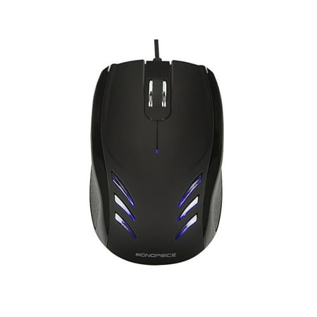 Monoprice Blu Streak 3-Button Optical Mouse - Black, Soft-Touch, Rubber-Coated, Silky Smooth Upper