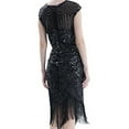 thumbnail image 5 of JBXKXYW Dresses for Women 2024 Women Tassel Prom Dresses Beaded Sequin Art Nouveau Deco Flapper Dress Womens Dresses (Black,XXL), 5 of 5