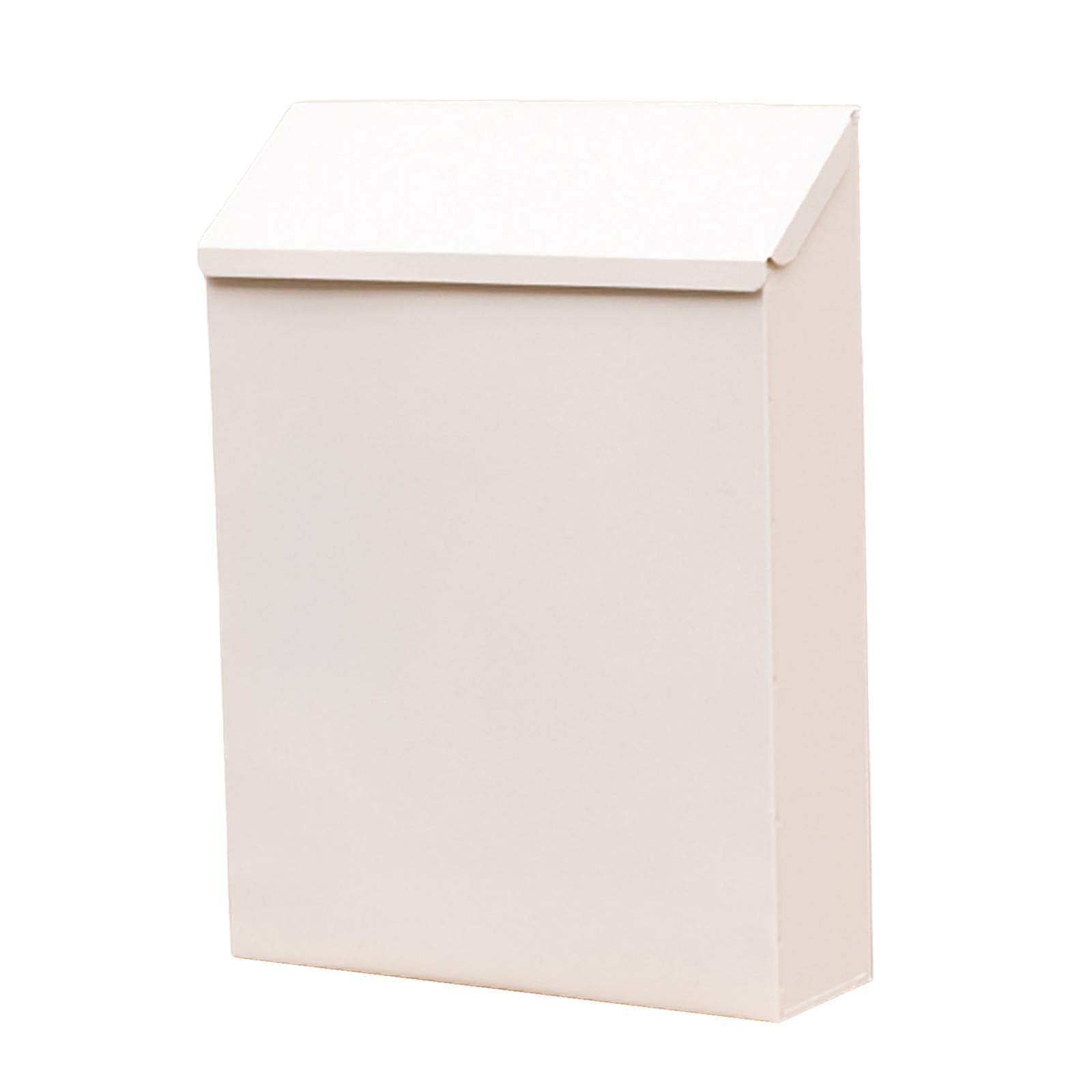 Fancyes Wall Mounted Mailbox Letter Sturdy Practical Decorative Drop Box Newspaper Holder Box for Outdoor Porch House Gate White
