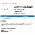 thumbnail image 2 of Powering Steering Rack - Compatible with 1987 - 1990 Dodge Dakota RWD 1988 1989, 2 of 2
