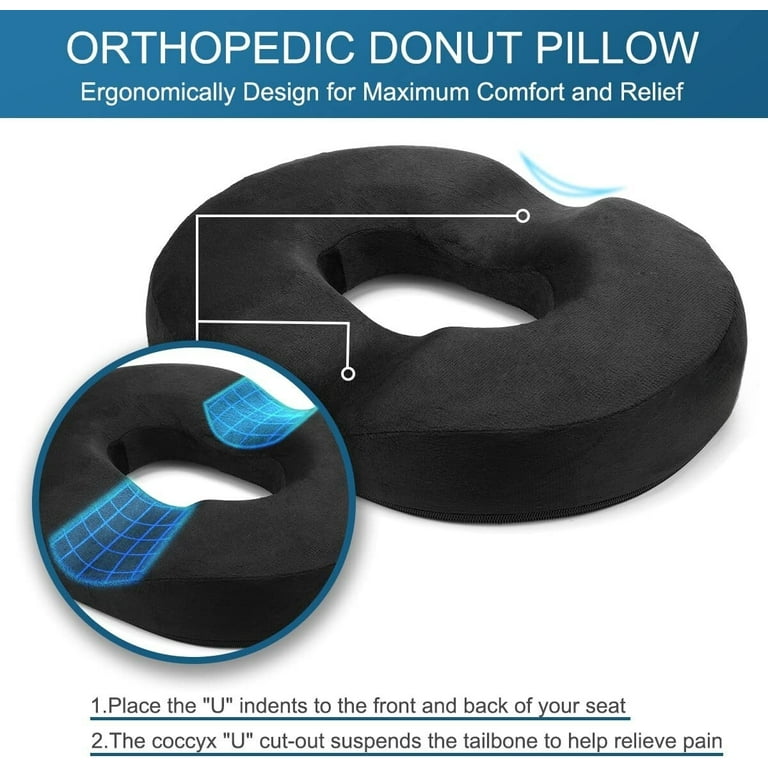 AUVON Innovation Donut Pillow Hemorrhoids Scientific Center Hole & U-Shaped  Cutout, Orthopedic Pain Relief Tailbone, Coccyx, Prostate, Postpartum