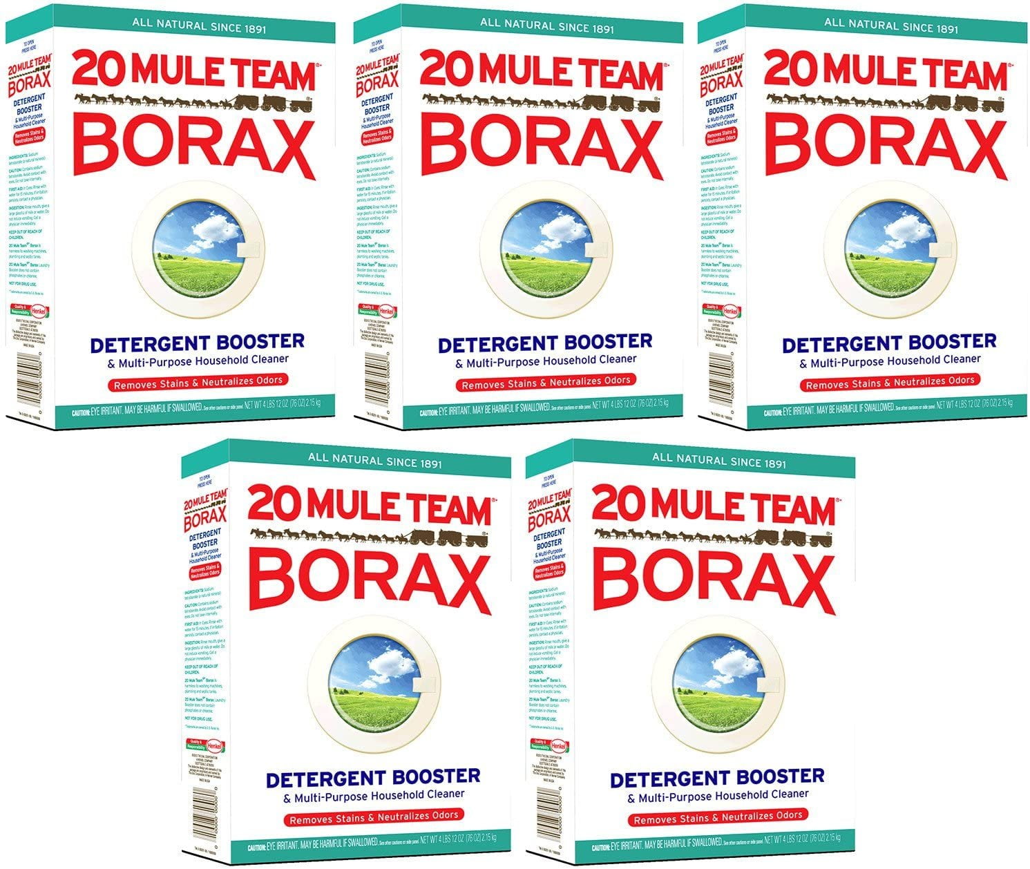 20 Mule Team Borax TyKJW Laundry Booster, Powder, 4 Pounds 5 Pack