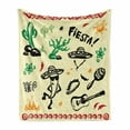 thumbnail image 1 of Mexican Soft Flannel Fleece Blanket, Popular Hispanic Cartoon Objects with Fiesta Taco Guitar Cactus Plant Nachos Print, Cozy Plush for Indoor and Outdoor Use, 50" x 70", Multicolor, by Ambesonne, 1 of 6