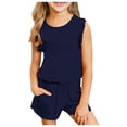 thumbnail image 3 of Hiiyo Little Girls Shorts Clothing Set Solid Tank Top and Shorts Set Summer 2Pcs Outfits, 3 of 3