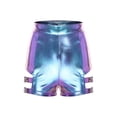thumbnail image 3 of Zaldita Women's Metallic Shorts Yoga Shiny Sparkly Cutout with Metal Buckles Hot Short Pants Blue XL, 3 of 6