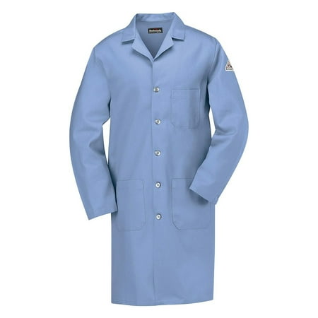 Bulwark Flame Resistant 7oz Cotton Lapel Collar Lab Coat - Light Blue - XL