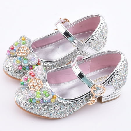 

Kids Baby Girls Pearl Bling Bowknot Single Princess Shoes Sandals