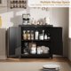 thumbnail image 3 of Chic estilo rural sideboard buffet: negra gabinete con rattan doors & wood legs, 3 of 6