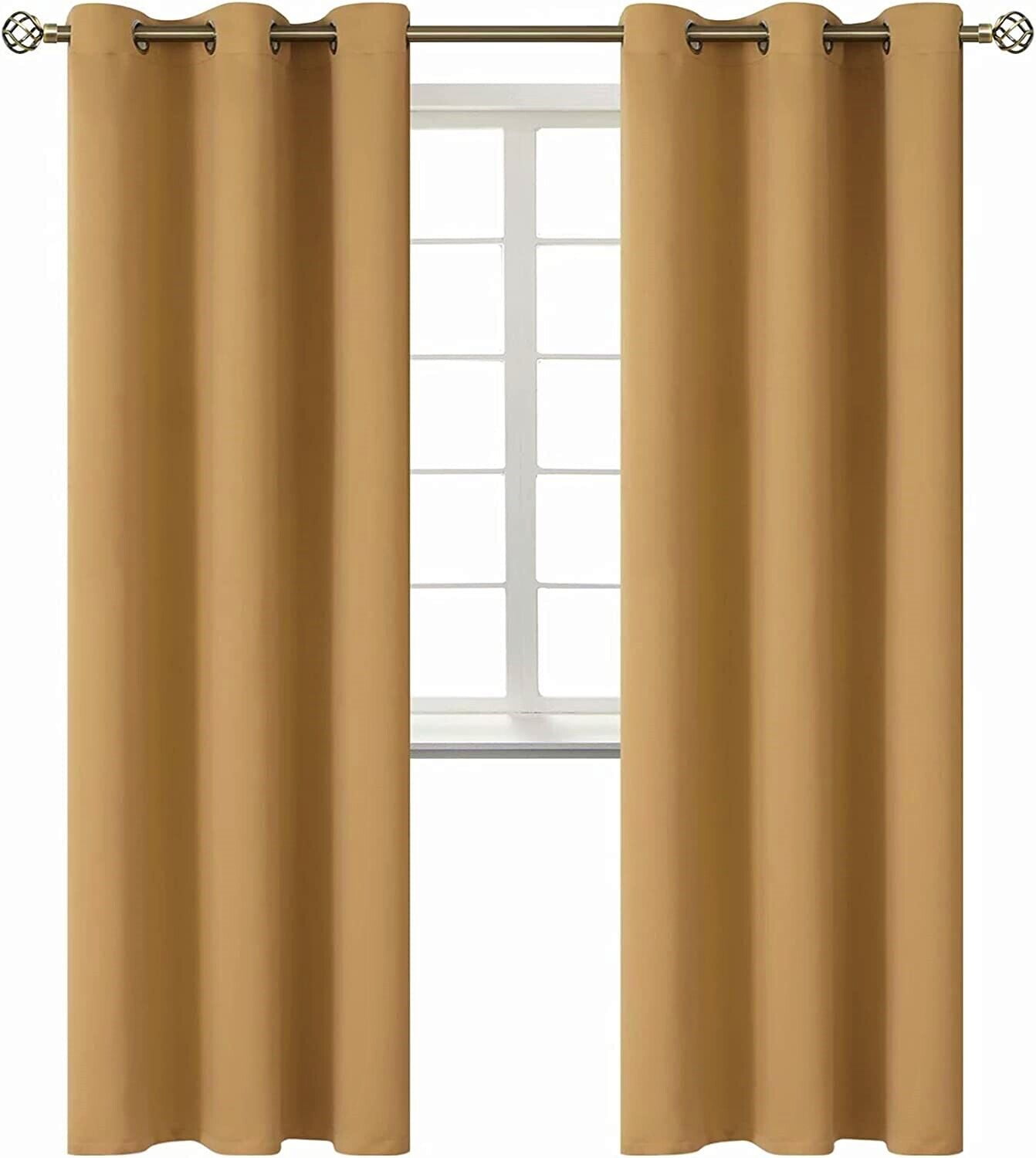 1 Set Grommet Heavy Thick Unlined Thermal Blackout Window Curtain K68 63" YELLOW 