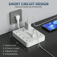 thumbnail image 5 of Multi-Hole 14-in-1 Power Strip: 8 AC Outlets, 4 USB-A & 2 USB-C Ports, Individual Switches, Overload Protection, Short Extension Cord for Home Office Travel Dorm Gaming, White or Black, 5 of 9