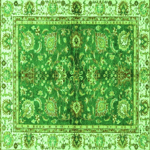 Ahgly Company Indoor Square Oriental Green Modern Area Rugs, 8' Square
