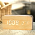 thumbnail image 2 of Wooden Digital Alarm Clock, LED Alarm Clock with Temperature Desk Clocks for Office,Bedside Clock, 2 of 9