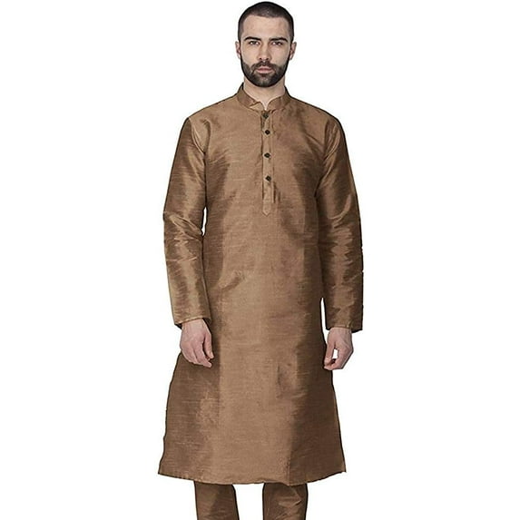 Royal Kurta Men's Art Silk Straight Kurta (42, Brown)