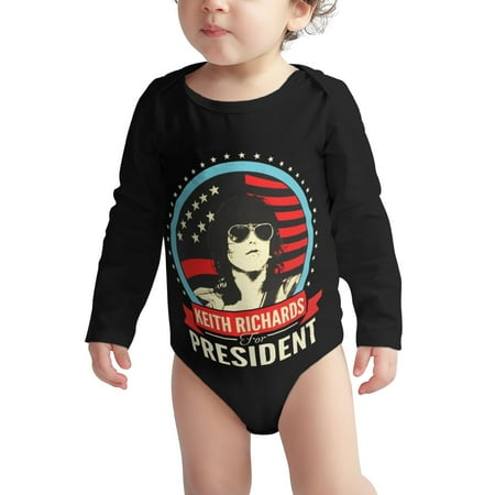 

Keith Baby onesie Richards for President Baby Boy Girl Long Sleeve Bodysuit Snap Closure Black 2 Years