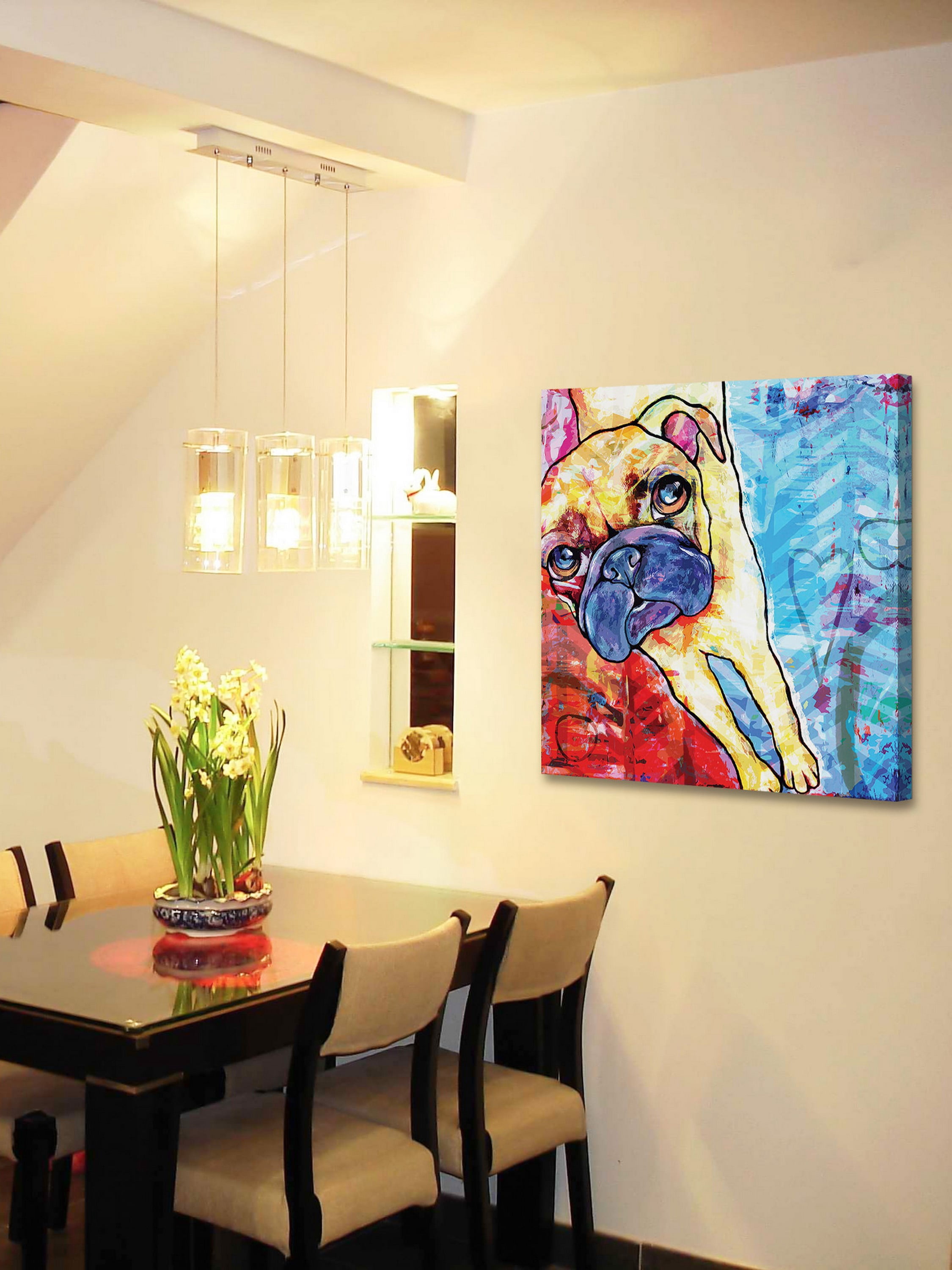 "Pug Pop Art" Painting Print on Wrapped Canvas