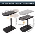 thumbnail image 3 of Side Table Sofa Tray for Couch - Adjustable/360° Swivel TV Tray Tables with Phone & Tablet Slot, Small Spaces Snack Trays C-Shaped End Table for Bed, Living Room, Office (Black), 3 of 12