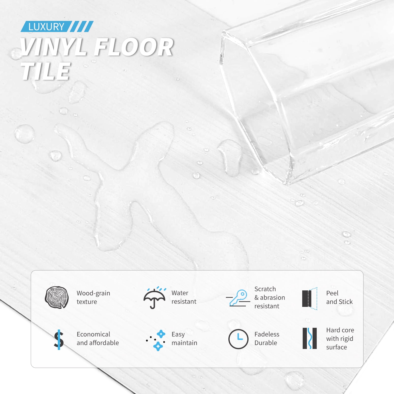 Art3d 36-Pack 54 Sq.ft Peel and Stick Floor Tiles Vinyl Plank Flooring Wood Look-White