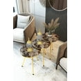 thumbnail image 5 of Set of 3 Nesting END Tables - Round Stacking Coffee Side Tables for Small Spaces, Nightstand Bedside Table for Living Room, Bedroom, Living Room, Balcony, NO-TOOLS ASSEMBLY (Brown Marble/Gold), 5 of 7