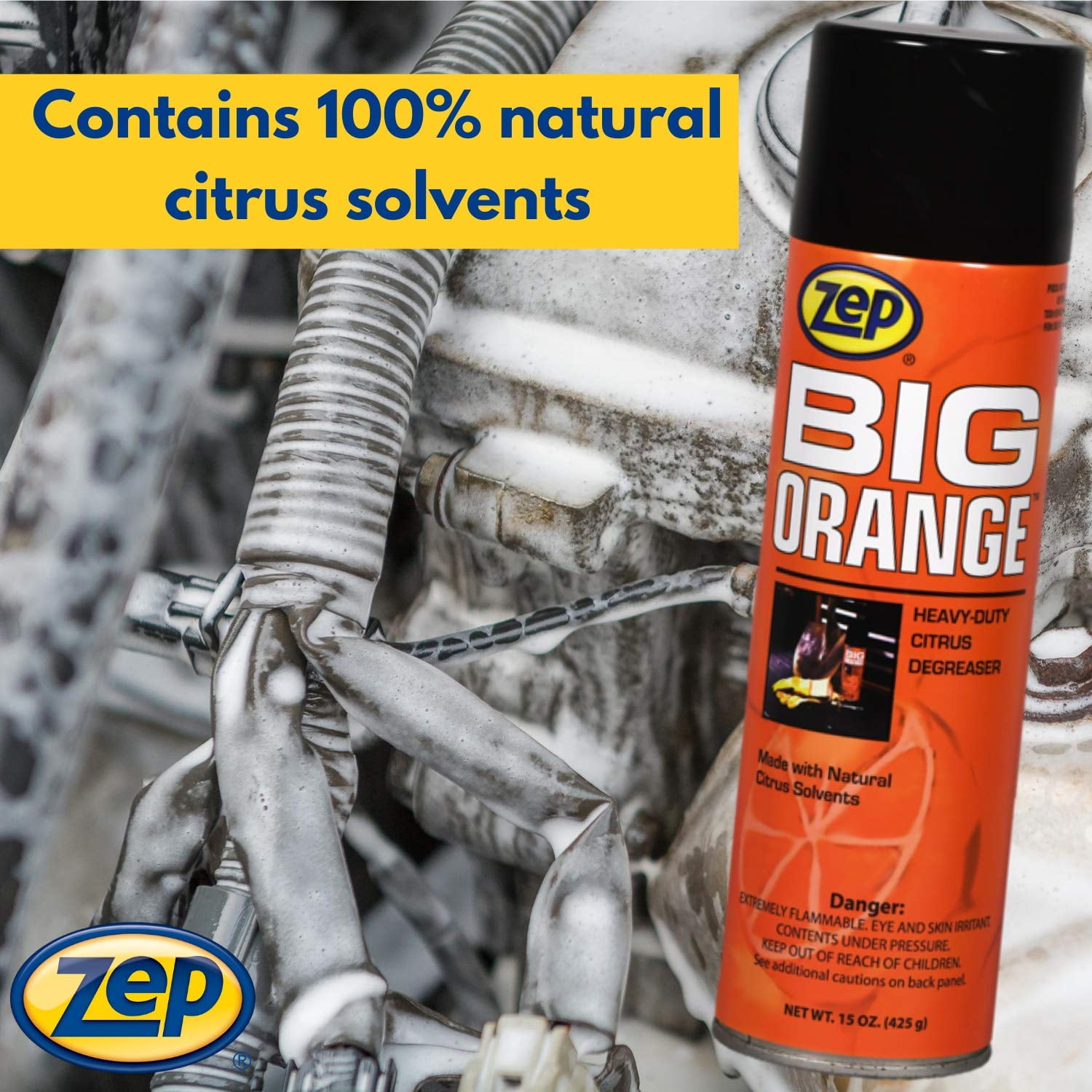 Zep Big Orange Liquid Citrus Solvent Degreaser, Gallon Bottle, 4 Bottles/Case