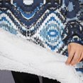 thumbnail image 3 of Oversized Wearable Blanket Hoodie,Blue Geometric Pattern Sherpa Blanket Hoodie with Super Pockets,Super Warm Fuzzy Pullover for Women & Men, 3 of 6