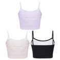 thumbnail image 2 of vastwit 3Pcs Cropped Tank Tops for Girls Spaghetti Strap Crop Top Basic Sports Cami Solid Color Black&Pink&Light Purple L, 2 of 5