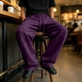 thumbnail image 5 of Hsovts Mens Baggy Sweatpants Wide Leg Elastic Waist Drawstring Athletic Loose Jogger Lounge Sweat Pants with Pockets Dark Purple 2XL, 5 of 8