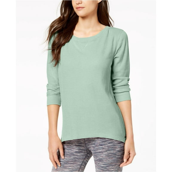 Calvin Klein Performance Womens 3/4-Sleeve Lace-Up Back Top,Silver Jade,XS