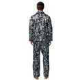 thumbnail image 2 of Tony & Candice Men's Classic Silk Satin Pajama Set Adult Sleepwear (XX-Large, Black with Leaf Patterns), 2 of 6