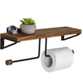 thumbnail image 4 of MyGift Wall-Mounted Burnt Wood and Black Metal Dual-Roll Toilet Paper Holder, 4 of 6