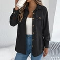 thumbnail image 4 of Women's Casual Lightweight Jacket Solid Color Lapel Pocket Button Long Sleeve Coat Outwear, 4 of 8