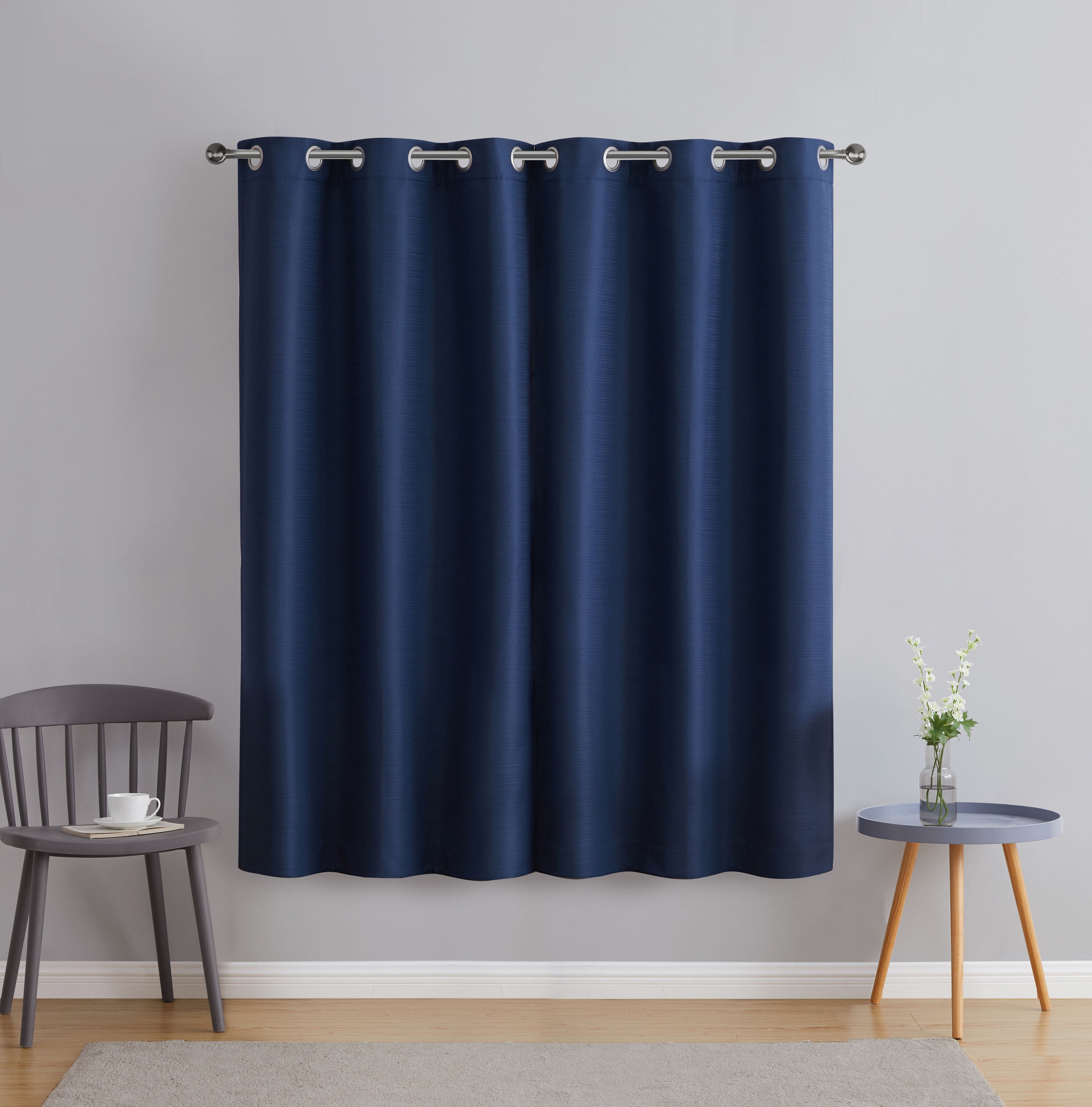 Serta So Dark 100% Blackout Navy Grommet Top Curtain Panel Pair, 37" x 63"