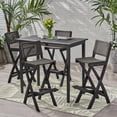 thumbnail image 2 of GDF Studio Omaha Outdoor Acacia Wood and Wicker 5 Piece Rectangular Bar Set, Dark Gray and Brown, 2 of 22