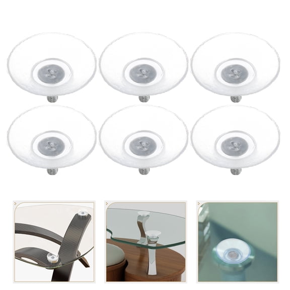 HOOWIFFY 10Pcs Transparent Glass Suction Cups with Screws Strong Hold for Tabletop Glass Furniture
