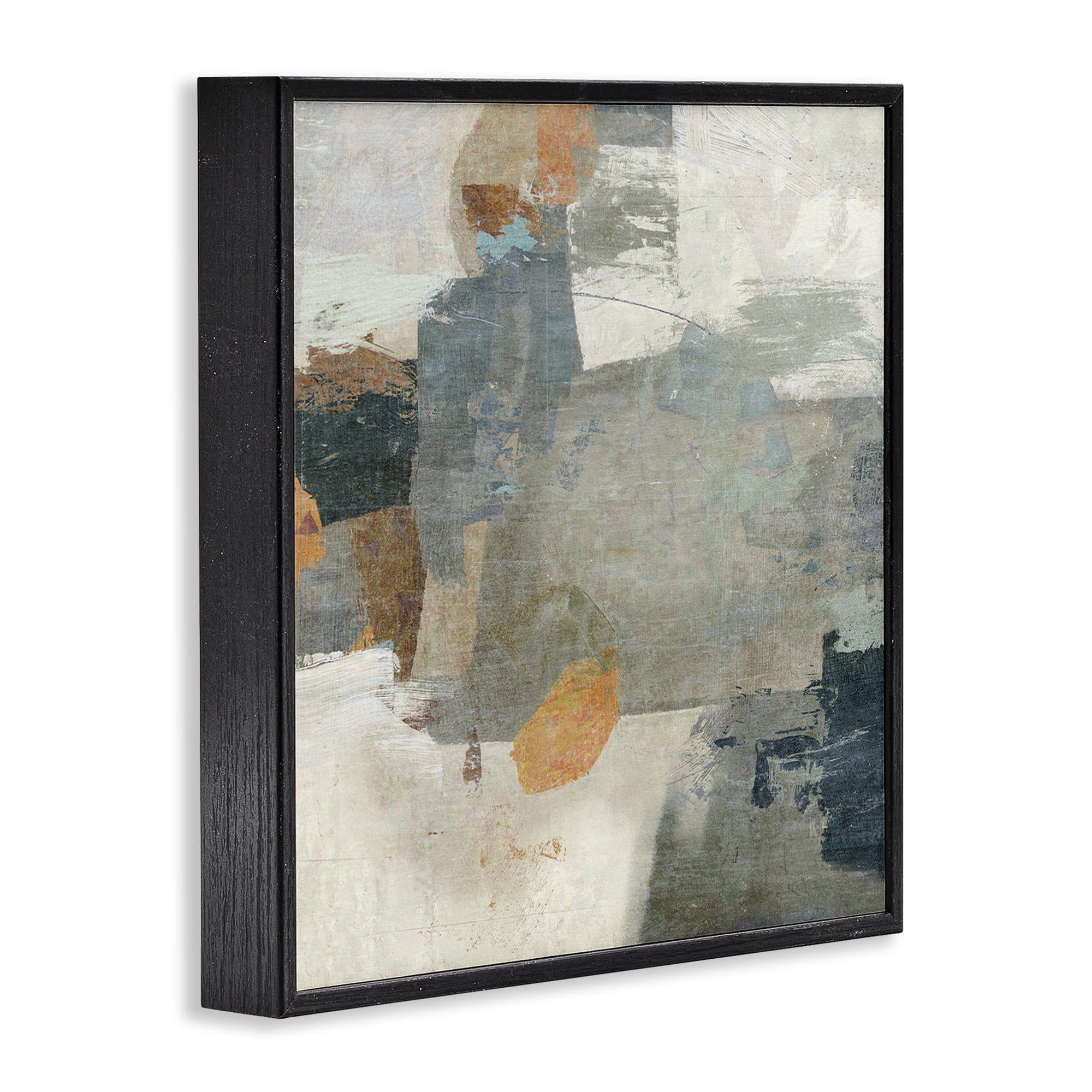 Stupell Industries Rustic Grey Paint Strokes Abstract Painting Black Framed Art Print Wall Art, 12 x 12