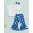 thumbnail image 4 of Bagilaanoe 2Pcs Kids Girl Independence Day Set Letter Star Stripe Print Short Sleeve Tassel T-shirt Tops+Flared Trousers 18M-6Y, 4 of 9