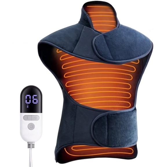 MaxKare Extra Large Heating Pad for Abdominal Comfort, Auto Shut-off & 6 Heat Levels for Full Body Stress Relief, 39"x51" - Navy blue