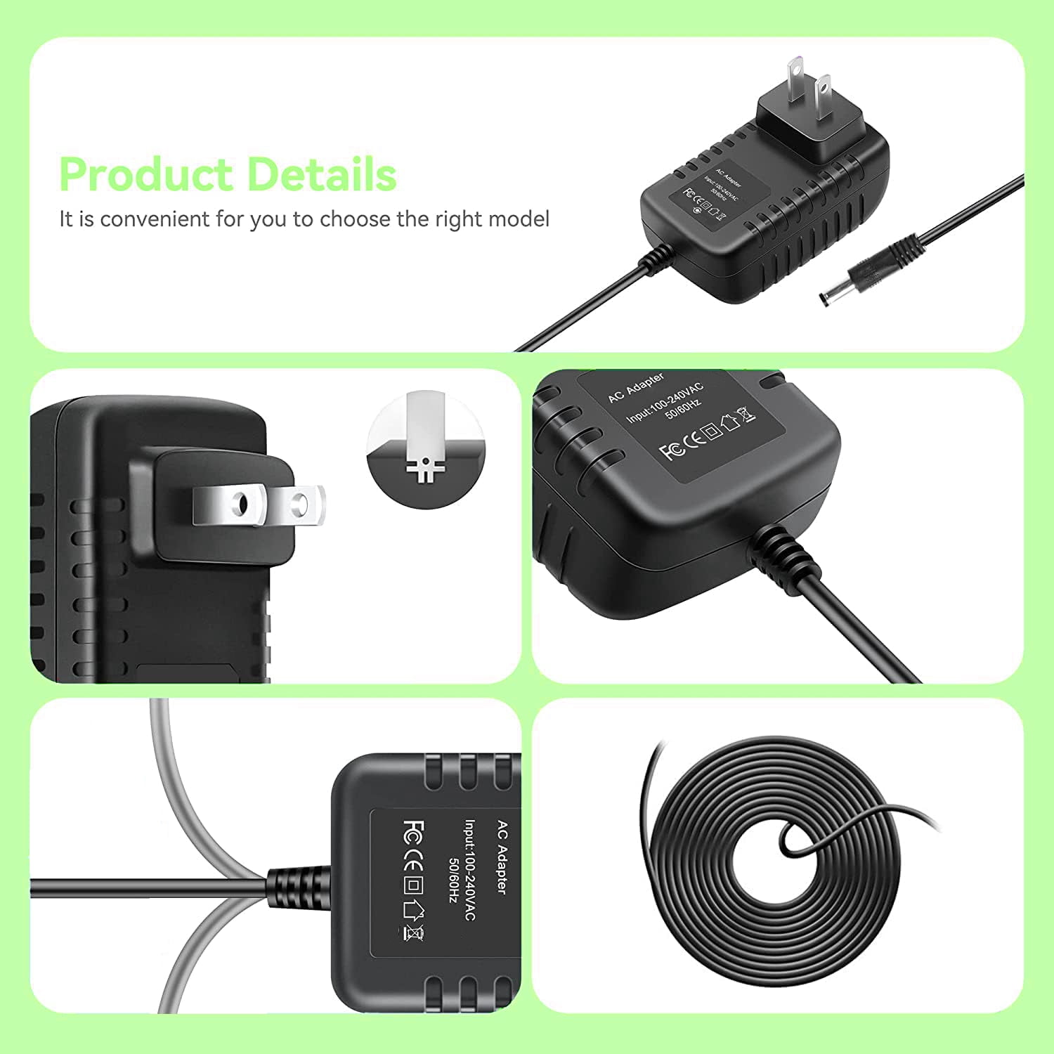 FITE ON 15V 1A 15W AC to DC Power Supply Adapter with Power Supply Plug 5.5mm x 2.5mm Charger