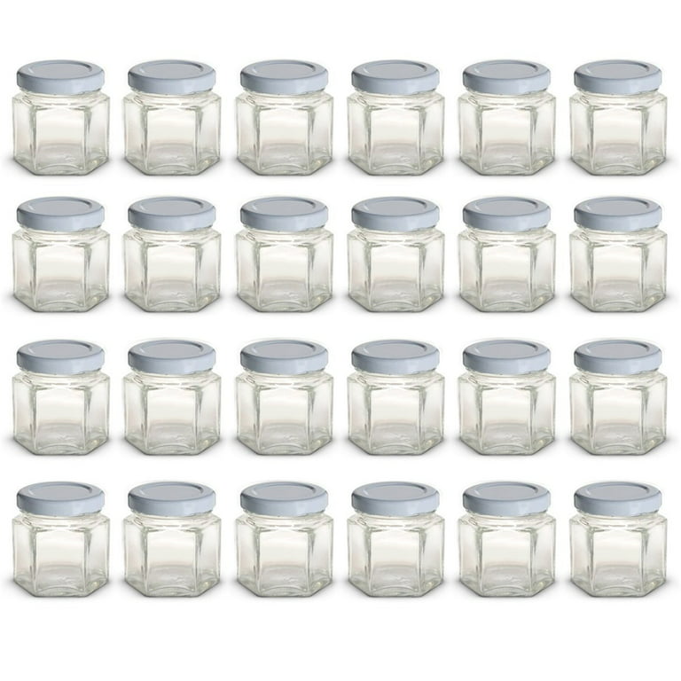 1.5 oz Clear Hexagon Jars,Small Glass Jars With Lids(black),Mason Jars For  Herbs,Foods,Jams,Liquid,Mini Spice Jars For Storage 30 Pack …