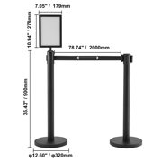 KFFKFF Queue Management Posts, Set of 6 Crowd Management Barriers, Carbon Steel with Baked Paint Finish, Stanchion Post Featuring Sign Holder & Trio of 6.5FT Extendable Straps, Line Separator