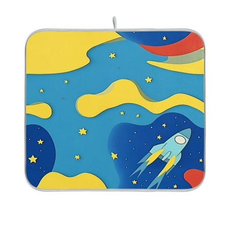 

Dish Drying Mats Double Sided Reversible Kitchen Drying Mat with Hanging Loop A Rocket