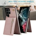 thumbnail image 4 of ELEHOLD for Samsung Galaxy S24 Ultra Zipper Wallet Case PU Leather Purse with Back Card Slots Kickstand Crossbody Strap Magnetic Clasp for Women Girls Samsung Galaxy S24 Ultra Case,Rosegold, 4 of 9