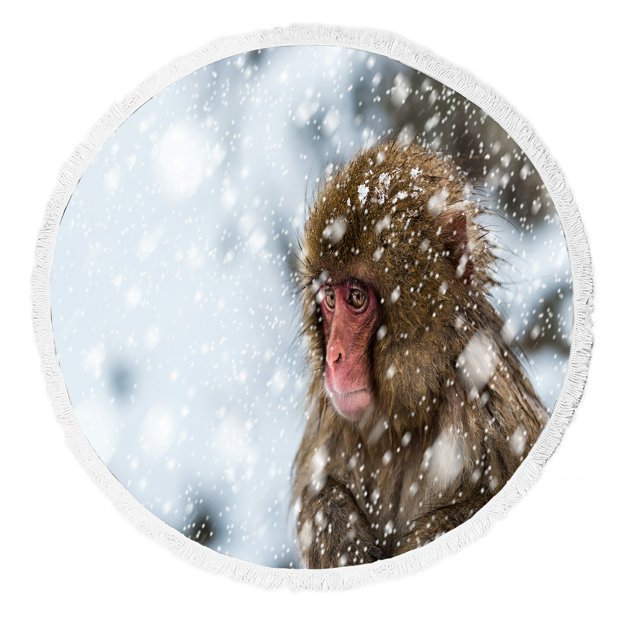 Toalla de playa ABPHQTO Baby Snow Monkey Macaca Fuscata Snowstorm 150 cm de diámetro