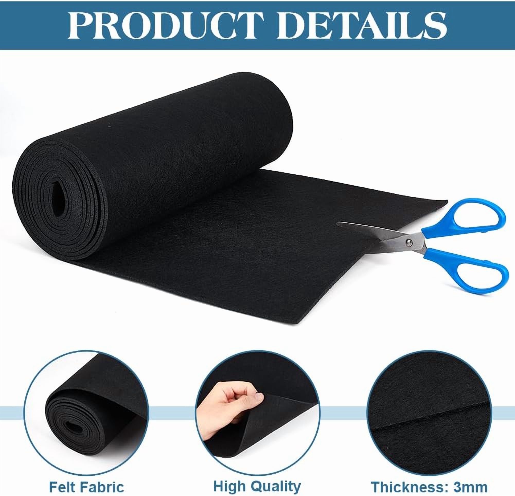118x11.81 Inch Black Felt Roll 3mm Thick Craft Felt Fabric Soft Fabric Sheets for DIY Arts Crafts Decorations Patchwork Sewing Costumes Black